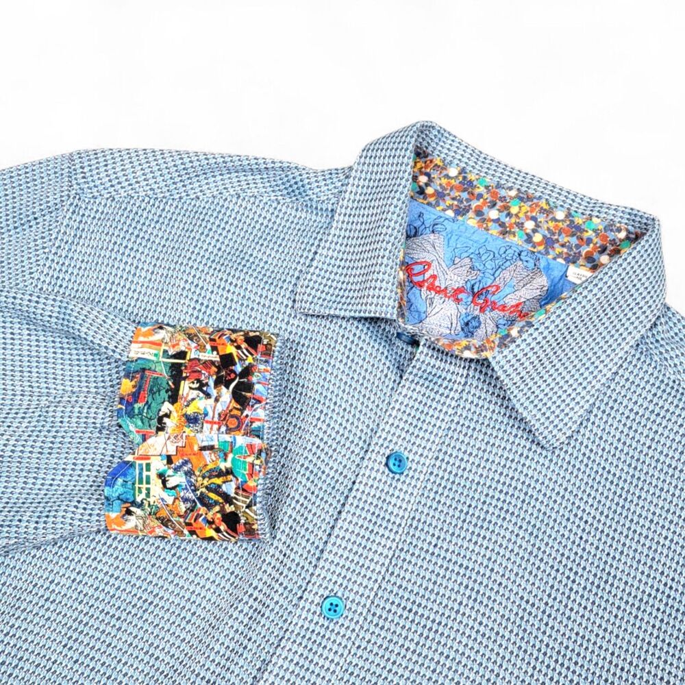 Robert Graham Shirt Men's XL Flip Cuff Long Sleeve Button Up Geometric Pattern